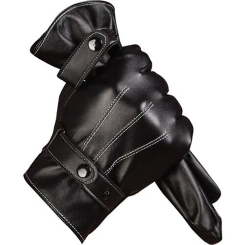 New Unisex Winter Thermal Warm PU Leather Gloves Cycling Bicycle Bike Outdoor Motorcycle Gloves Touchscreen Gloves Full Finger