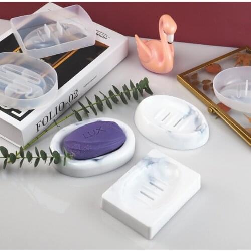DIY Resin Crystal Epoxy Silicone Mirror Soap Box Soap Leaking Drain Box Tray Mold