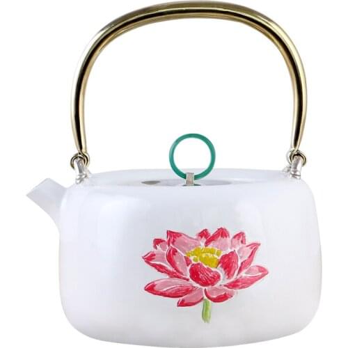 S999 sterling silver teapot Chinese Kung Fu tea set Pu'er sterling silver teapot coffee silver pot convenient office teapot