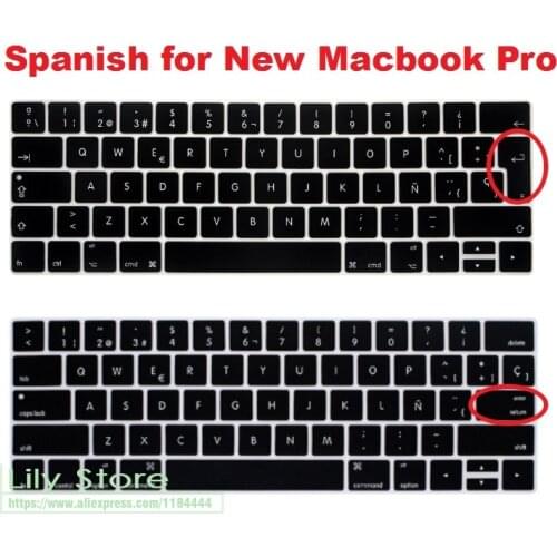 For Macbook Pro 13 15 A1706 A1989 A1707 A1990 A2159 With Touch Bar Euro/US Spanish Silicone Keyboard Cover Skin Protector