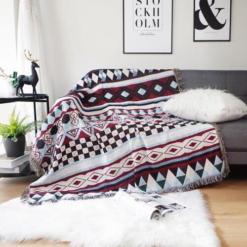 Nordic ethnic sofa blanket Double-sided geometry leisure blanket and throw Picnic mat Home decor boho carpet hotel bedcover