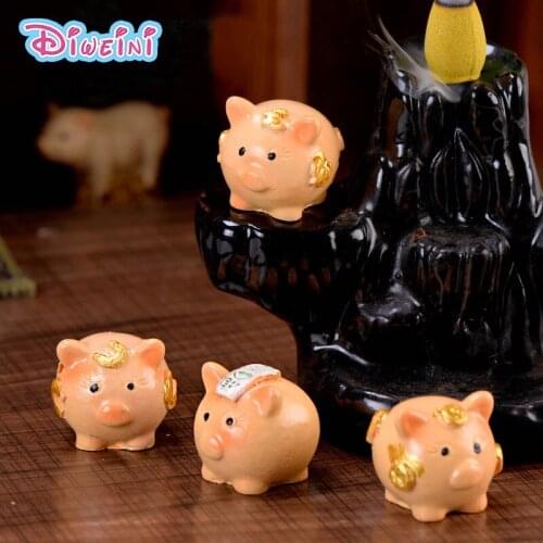 Golden Pig Resin Crafts animal model Miniature cartoon Figures fairy garden decoration DIY accessories set toys Gift For Kids
