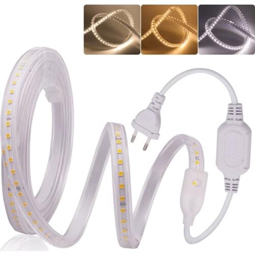 LED Strip 220V 240V EU/UK Plug IP67 Waterproof 20cm Cuttable 120Leds/m 2835 Flexible LED Light Lamp for Home Decoration