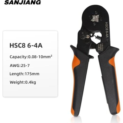 Tubular terminal crimping pliers mini electrical tools HSC8 6-4A 0.08-10mm² 25-7AWG high precision clamp crimper hand tool