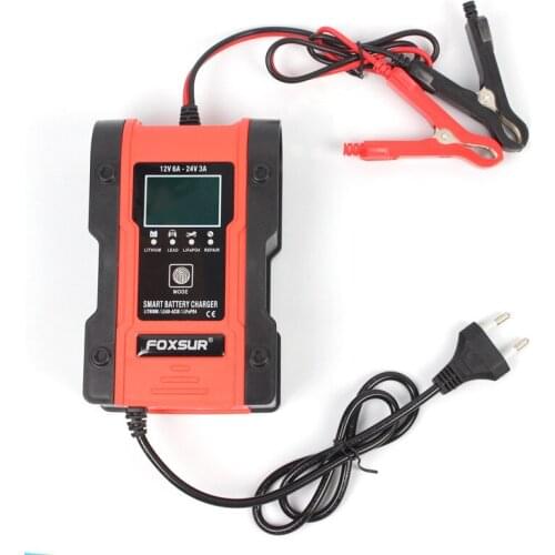 EU/US/JP/UK Plug12/24V Smart Car Automotive Battery Charger Automatic 6A Rechargeable Lead Acid Power Charging Tool