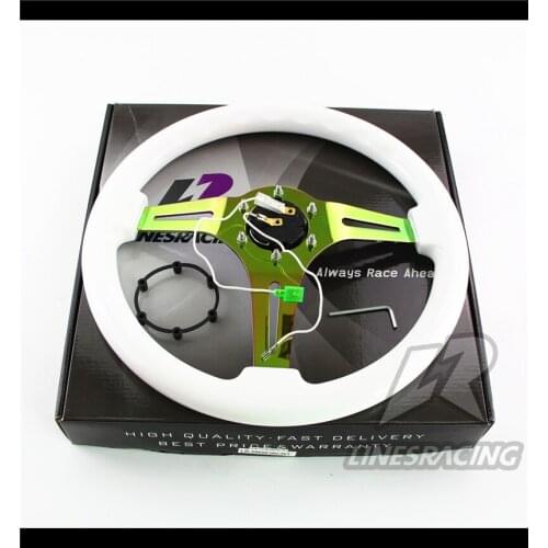 LR Universal 14" 350mm Wood Grain Steering Wheel 6 Bolts 1.75" Dish 3-Spoke Wood