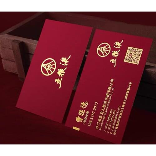 Business Card Paper Custom Printing Personalized Design Logo Smart Red Smooth Card Gold Silver Foil Stamping Print 350gsm 200pcs