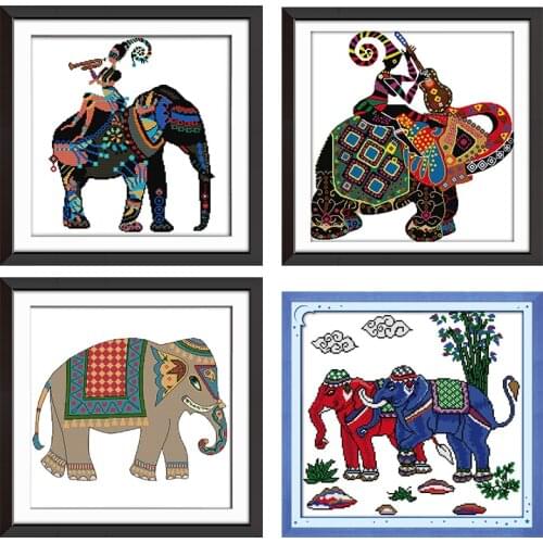 National Elephant Cross Stitch Animal Printing Embroidery Handmade Needlework Stamp Cross Stitch 14CT 11CT Fabric Embroidery Kit