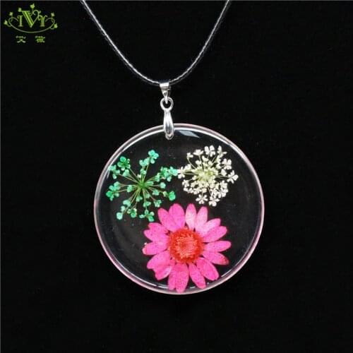 Dried Flower Resin Elegant Romantic Necklaces Pressed Botanical Necklaces Pendants Real Flower Choker DIY Chain Jewelery Women