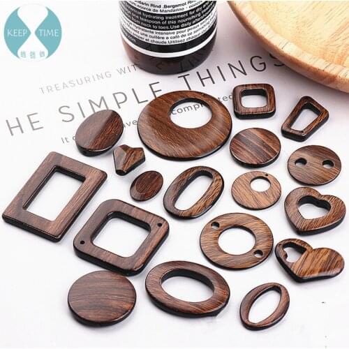 Diy handmade jewelry accessories resin imitation wood simple geometric temperament earring pendant material pendant 2
