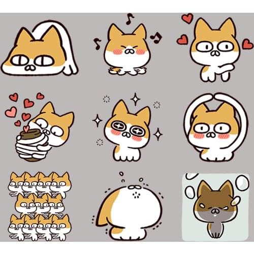 24 cute little yellow dog anime funny scrapbook stickers, DIY laptop suitcase skateboard motorcycle bike toy boy