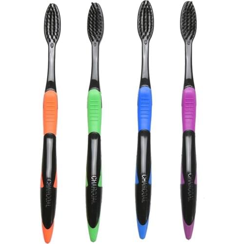 Bamboo Charcoal Toothbrush Oral Dental Care Soft Nano Teeth Brush Set Soft Charcoal Oral Care Tooth Brush 4Pcs/ Set