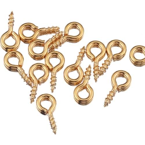 100pcs Lot Gold Stainless Steel Tiny Eye Pins Eyepins Hooks Eyelets Screw Threaded Clasps HooksFor Diy Jewelry Making Wholesale