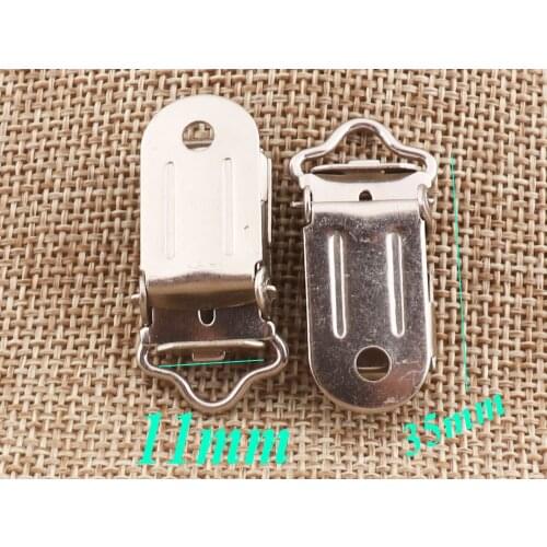 15 PCS Silver Metal Suspender Clips,Rectangle Face Pacifier Holders Suspenders Mitten Clips Brace Clips-15mm
