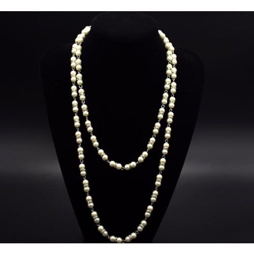 150cm Fashion classic handmade white/gray beaded pearl necklace ,For weddings, parties, girls gifts