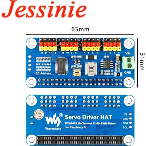 Raspberry Pi Servo Drive Board Driver HAT Expansion Development Module 4B/3B+/Zero W 16 Channel IIC I2C Interface