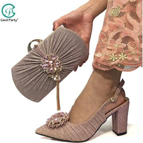 2020 New Arrival Italian Design Shoes and Bags Matching Set Decorated with Rhinestone Shoes Women Luxury 2020 Bag and Shoes Set