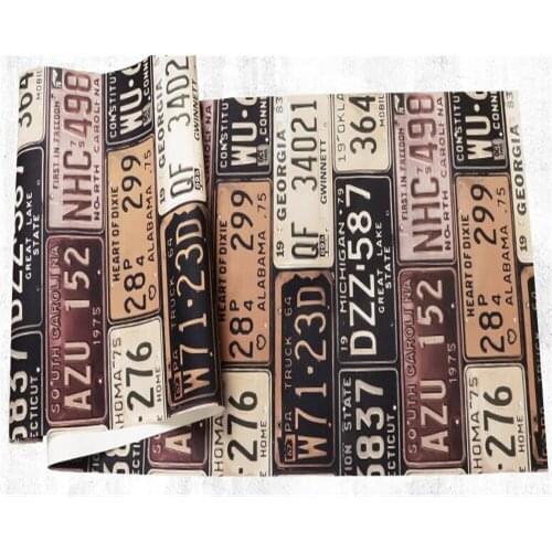 Beibehang papel de parede 3d Nostalgic personality license plate metal decorative wallpaper bar restaurant restaurant wallpaper