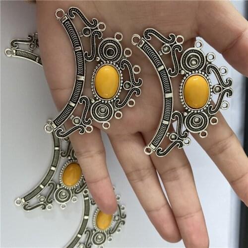 5piece)Women Bohemia Style Necklace Pendant Alloy Bracelet Charms Connector 64*49*mm Design Jewelry Accessories Crafts 52259