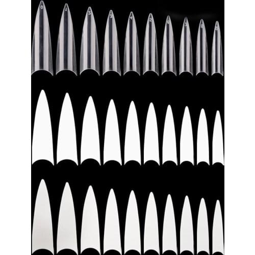 500Pcs/bag False Fake Nails Tips Nails Salon Stiletto Long Manicure Artificial Full Cover Coffin Nail Art DIY Tips Clear/Nature