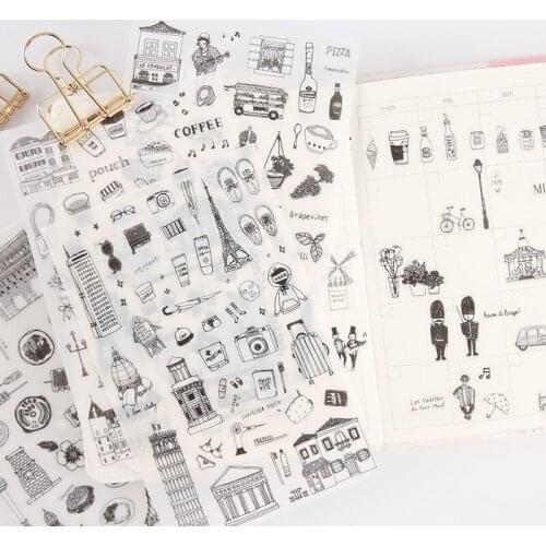 6PCS New Worldwide Storage Children Stationery Stickers For DIY Albums Scrapbooking Diary Decoration Lovely Depicting
