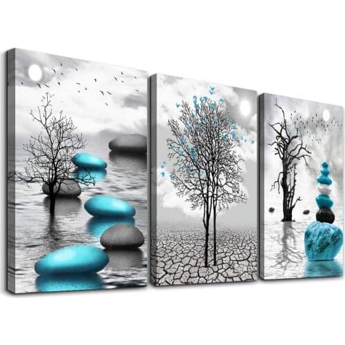 Diamond Painting Blue Stone Abstract Tree Full Square Round Diamond Embroidery Triptych Scenery Rhinestone Mosaic Manual Hobby