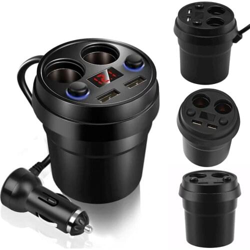 Car Socket Splitter Cup Car Lighter 2 USB 3.1A Power Socket Adapter Phone Chargers with LED Display зажигалка для сигарет вейп