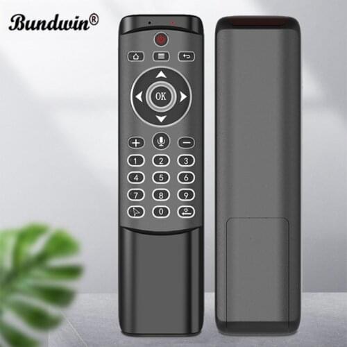 Bundwin MT1 Voice air mouse with Microphone IR Learning Gyroscope Wireless 2.4G remote control for X96 max Android TV BOX