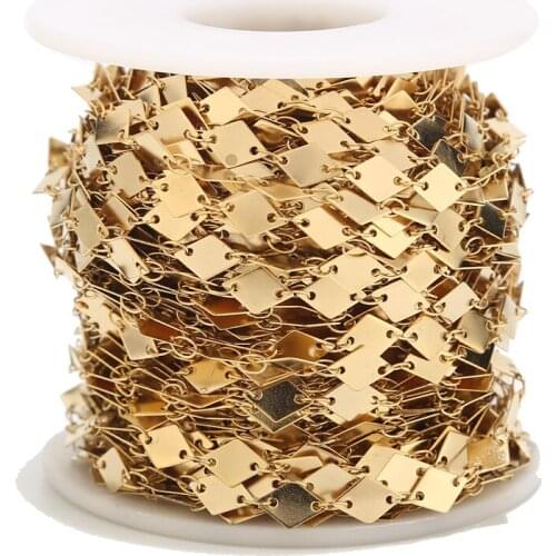 1M Exquisite Prismatic Stainless Steel Polished Gold Tone Curb Chain Link DIY Accessories Necklace bracelet Jewelry