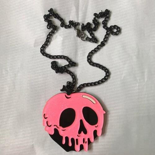 Ins Candy Acrylic Heart Skull Black Chain Halloween Party Piercing Pendant Necklace Trendy Korean Fashion Hip-hop Jewelry Bijoux
