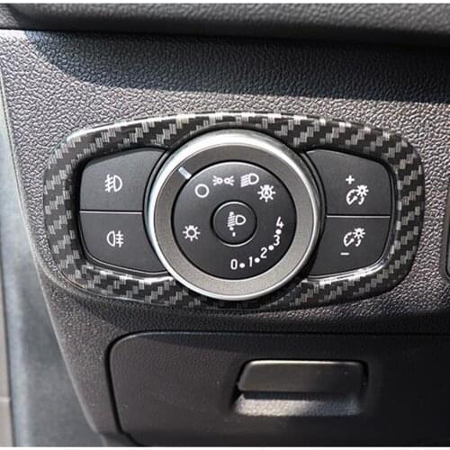 For Ford Focus 2019 2020 Carbon Fiber Car Headlight Head Lamp Switch Decoration Cover Trim Inner Interior Accessories
