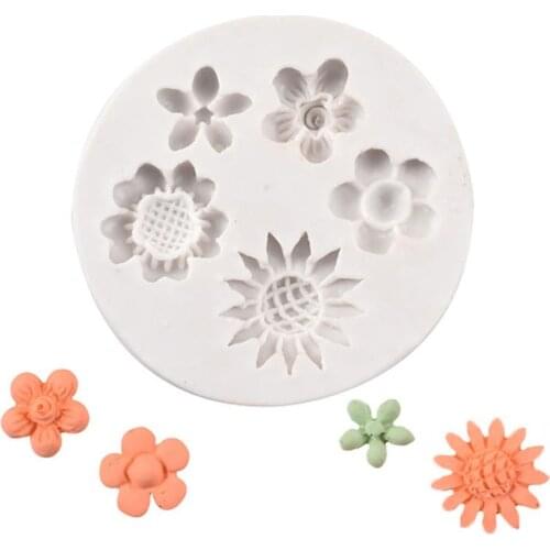 1pc Food Grade Silicone Cake Mold Round Sunflower Peach Plum Blossom Pattern Chocolate Cookies Fondant Mold Baking Tools