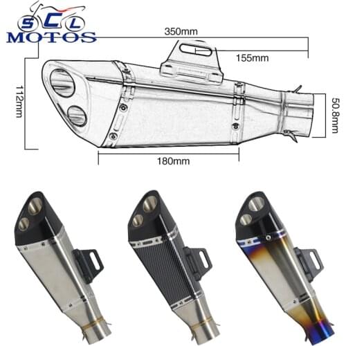 Sclmotos- 38-51mm Motorcycle Muffler Exhaust Pipe Escapamento Slip On for CB650F GSR600 GSR750 XT600 LTZ 400 for Benelli TRK 502