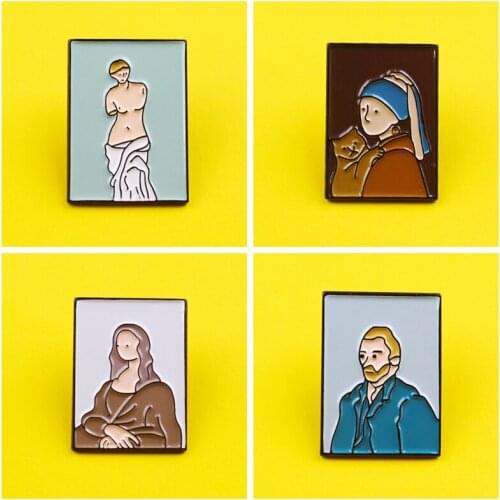 Van Gogh Oil Painting Pin Metal Badges Cartoon Brooches Lapel Pins Badge Jewelry Gifts Pins for Backpack