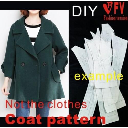 Short and medium coat windbreaker coat pattern 1:1 garment design drawing sewing pattern BFY-217