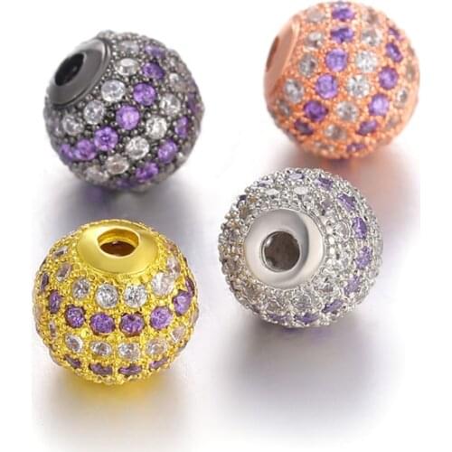 Wholesale DIY 10mm Beads Supplies Micro Pave Zircon Round Ball Spacer Beads Accessories For Handmade Charm Beads Jewelry Making