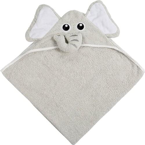 Hooded Baby Towel Soft 100% Cotton Bath Towel With Hood For Toddlers One Piece Cute Elephant Kids Towel Hooded Blanket 90x90cm