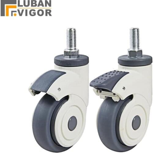Medical Full plastic mute casters/wheels, M12x25 screw,TPR wheel,Mute Wearable,For Hospital trolley Electronic equipment