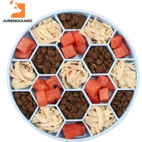 Pet Slow Food Bowl Dog Choke Prevention Bowl Non-slip Dog Bowl Silicone Suction Cup Honeycomb Slow Food Bowl New 2021