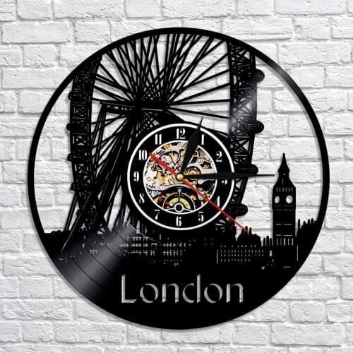 London Ferris Wheel Wall Decor Wall Watch London Eye Vinyl Record Wall Clock England Big Ben Decorative Modern Clock London Gift