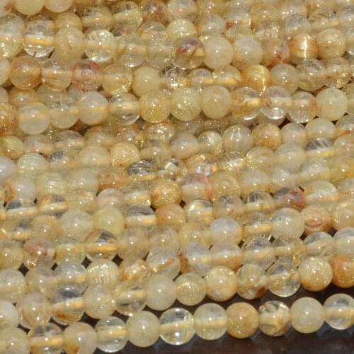Natural Golden Rutilated Quartz Loose Round Beads 4.2mm