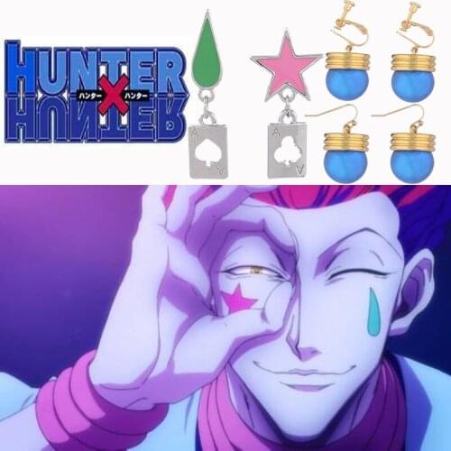New Arrival Hisoka Earrings Cartoon Hunter x Hunter Themed Enamele Ear Drop Jewelry Ear Clips Fashion Men Cosplay Accessories