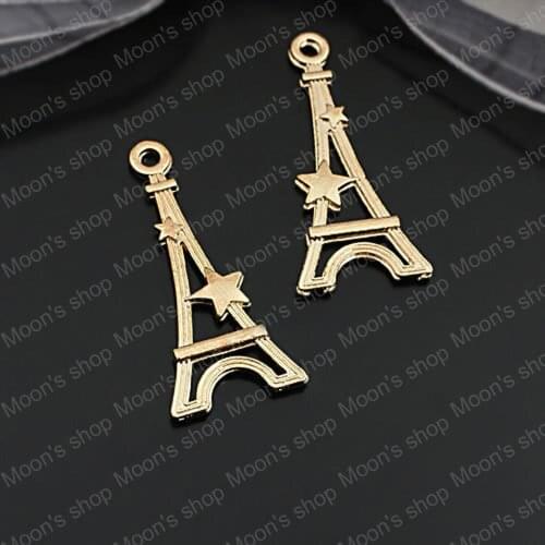 Wholesale 29*13mm Rose Gold color Five Star Eiffel Tower Alloy Flat Charms Pendants Findings 50 pieces(JM3827)