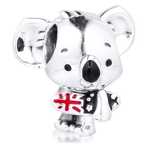 Fits for Pandora Beads Bracelets Surfing Koala Charms 100% 925 Sterling Silver Jewelry Free Shipping