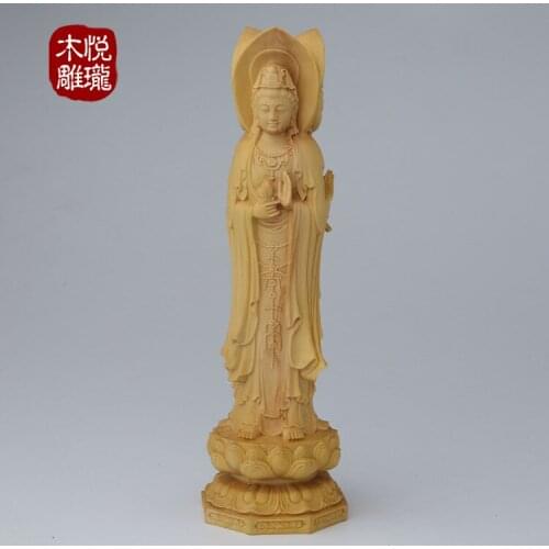 Wood carving Buddha Guanyin, three-sided carving(A991)
