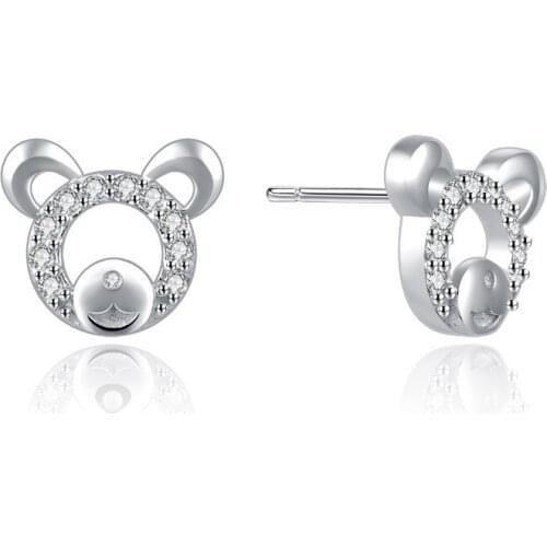 Bear White Zircon Stud Earrings,Thomas Style Fashion Autumn Jewerly For Women,Ts Gift In 925 Sterling Silver,Super Deals