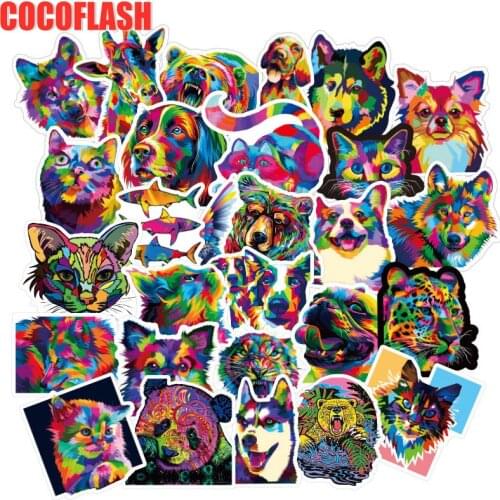 10/50Pcs/pack Cartoon Rainbow Animal Dog Stickers Colorful Graffiti Waterproof PVC Sticker For Luggage Motorcycle Laptop Phone
