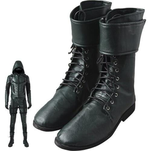 Arrow Season 5 Cosplay Costume Superhero Oliver Queen Green Cool Boots For Men Fancy Halloween Carnival Shoes Accessories