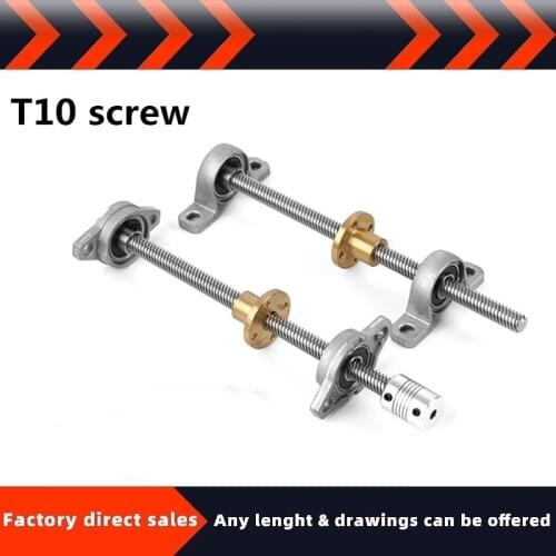 T-shaped screw T10 screw stepper motor screw 3D printer screw trapezoidal screw nut set diameter 10
