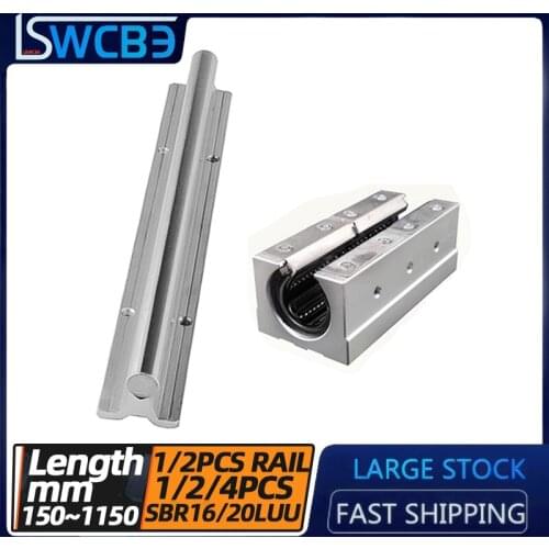 Lengthened open box linear guide rail, SBR16/20 rail, L=150-1150mm,Lengthened steel protection,High temperature resistance